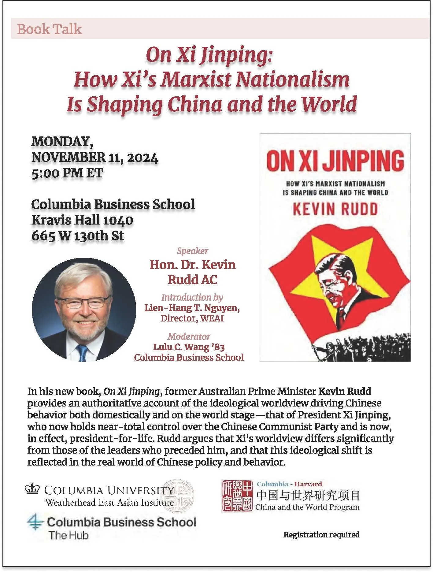 2024.11.11 Kevin Rudd On Xi Jinping Event Flyer