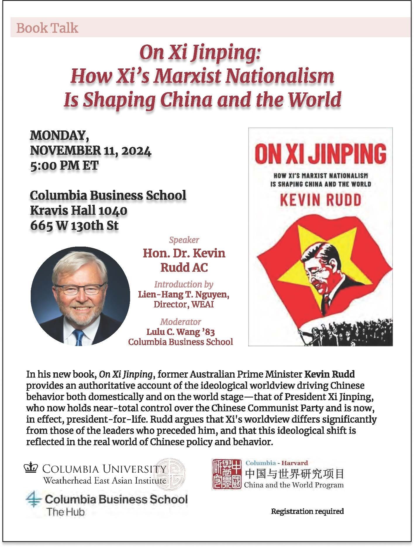 2024.11.11 Kevin Rudd On Xi Jinping Event Flyer