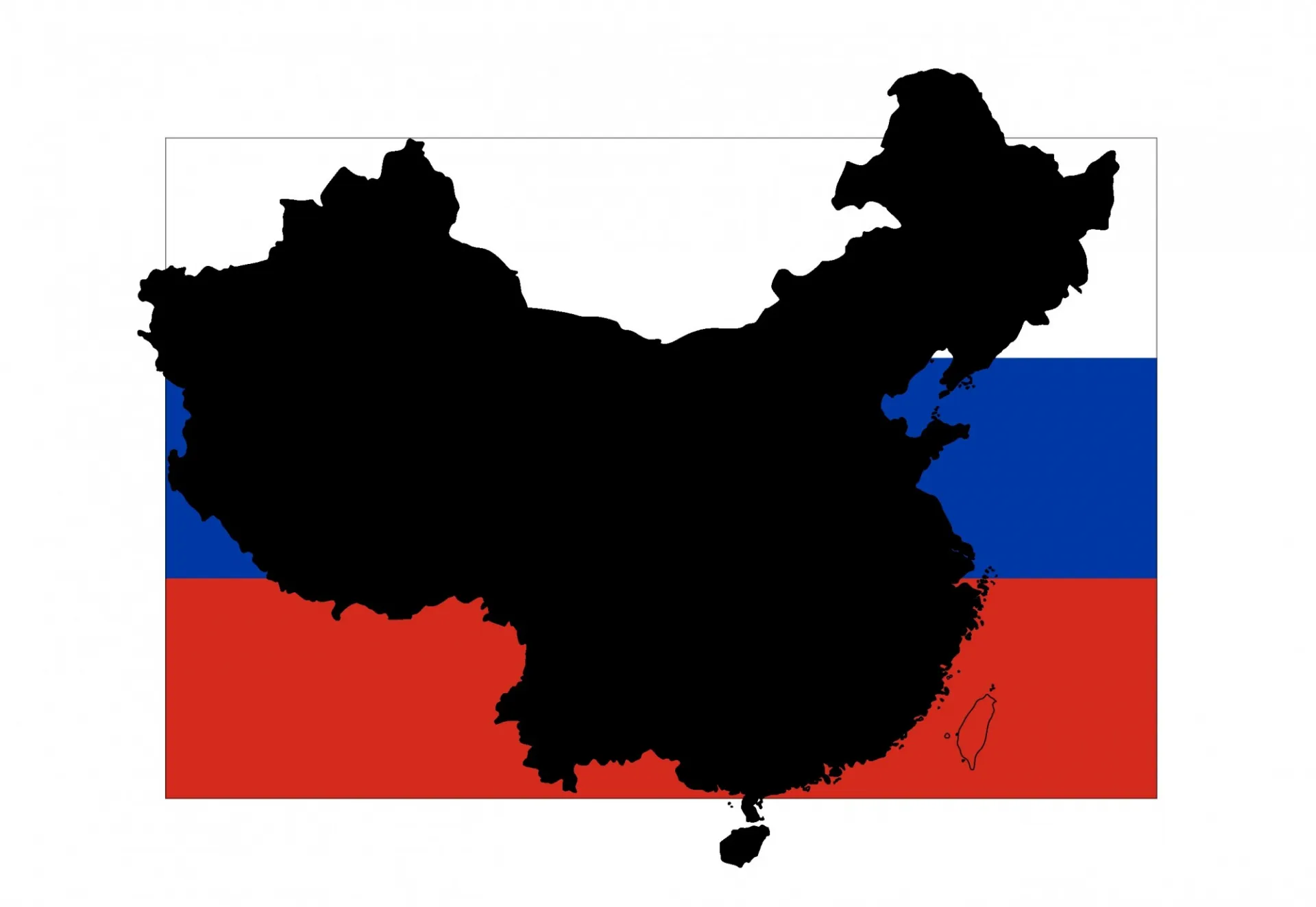 China Over Russian Flag Black on RWB