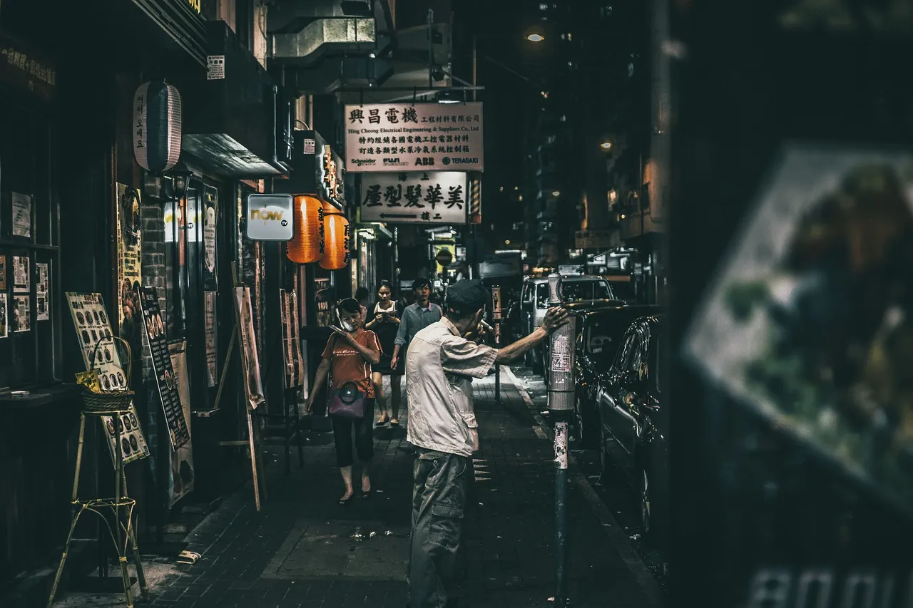 Chinese  People Urban Dark Street