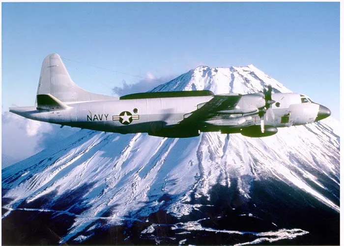 EP-3E flying passed Mount Fuji, Japan Lockheed