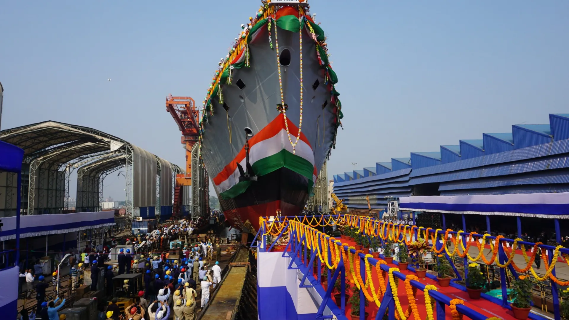 The INS Himgiri, the second of Indian Navy's seven new stealth frigates, in Mumbai on December 14, 2020, which was the day she was launched.