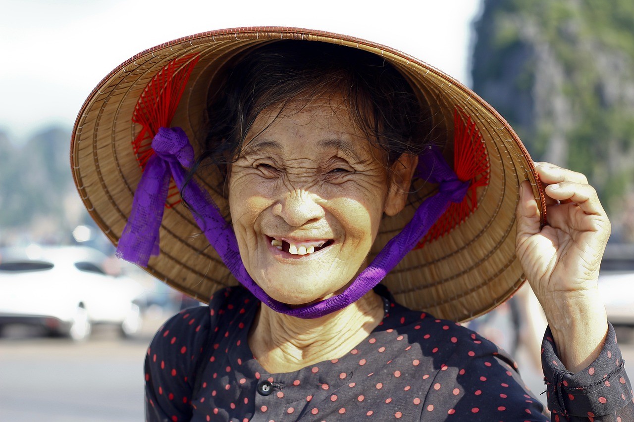 Old Chinese Woman Happy without tooth