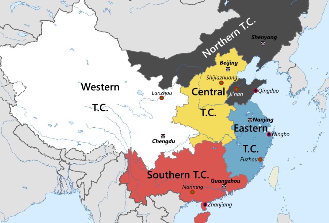 PLA - 5 domestic theatre commands in CHINA