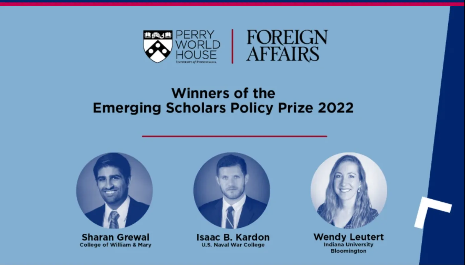 Perry World House Wendy Leutert and Isaac Kardon Winners for 2022