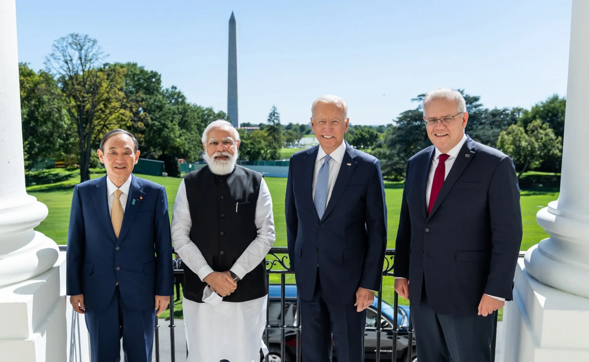 Quad Leaders Modi Biden Yoshihide Suga Scott Morrison at DC White House 2021