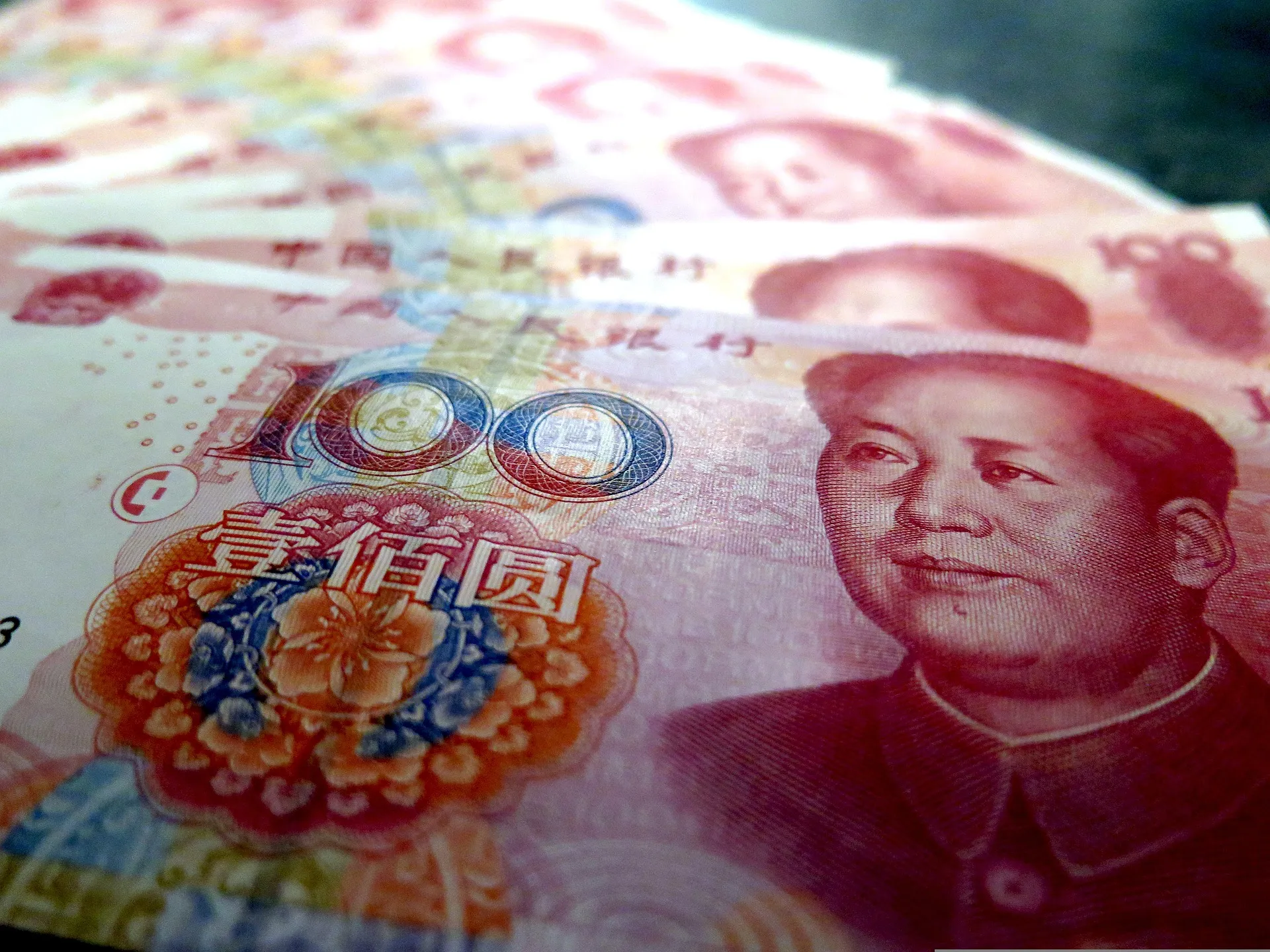RMB Yuan Chinese Currency cash laid out