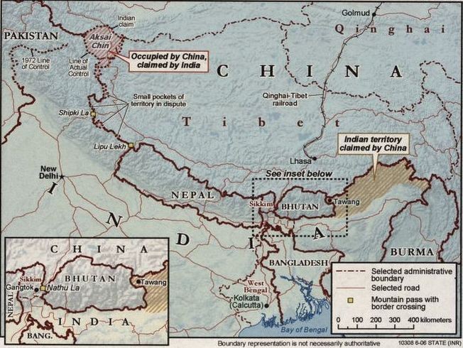 China India CIA map border disputes LAC