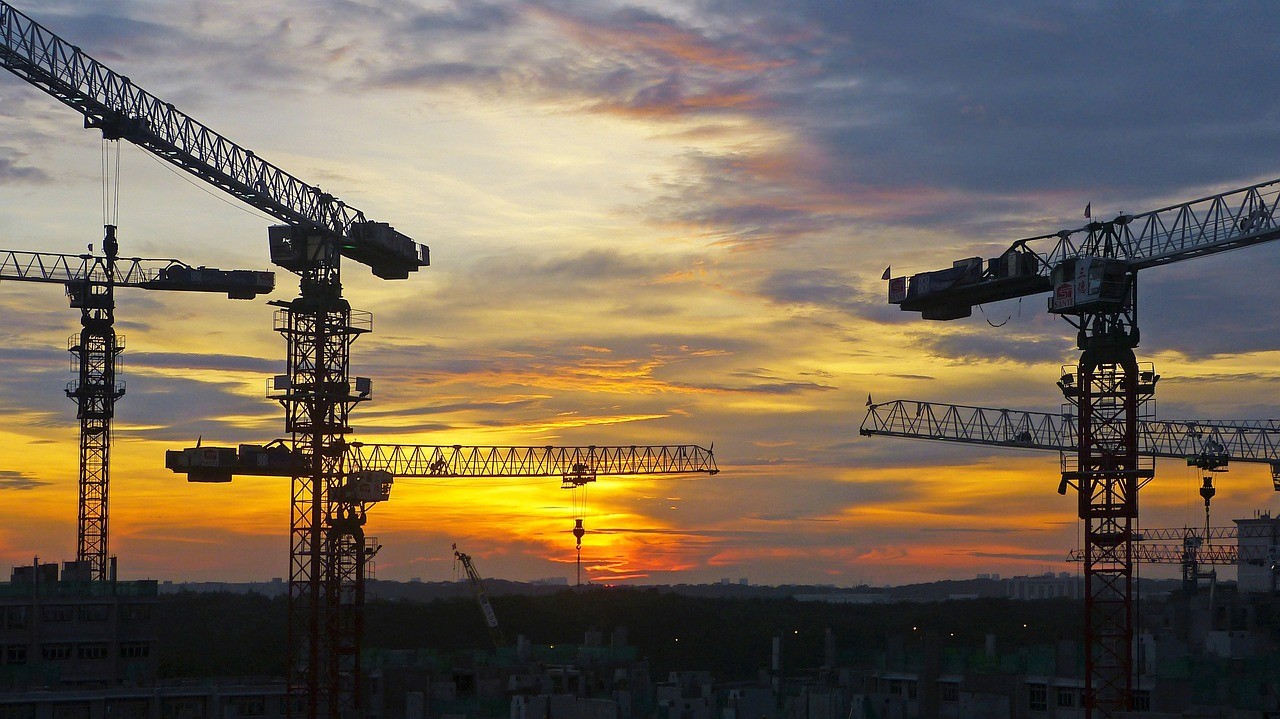 Cranes Ports Sunset